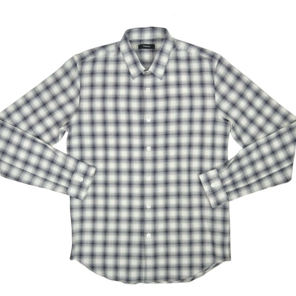 Theory Flannel Button Down Shirt L